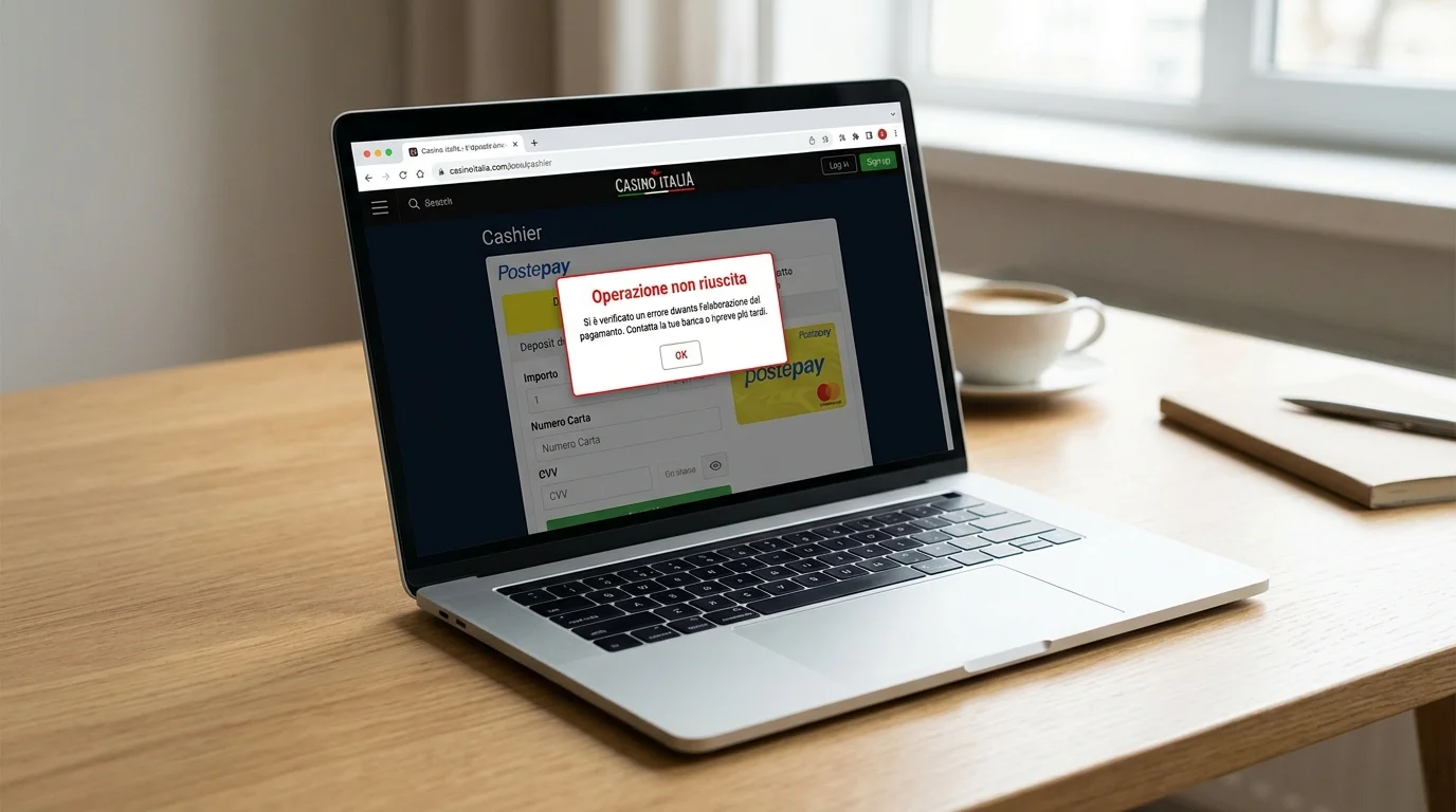 Messaggio di errore Operazione non riuscita su cassiere ADM dopo tentativo deposito Postepay